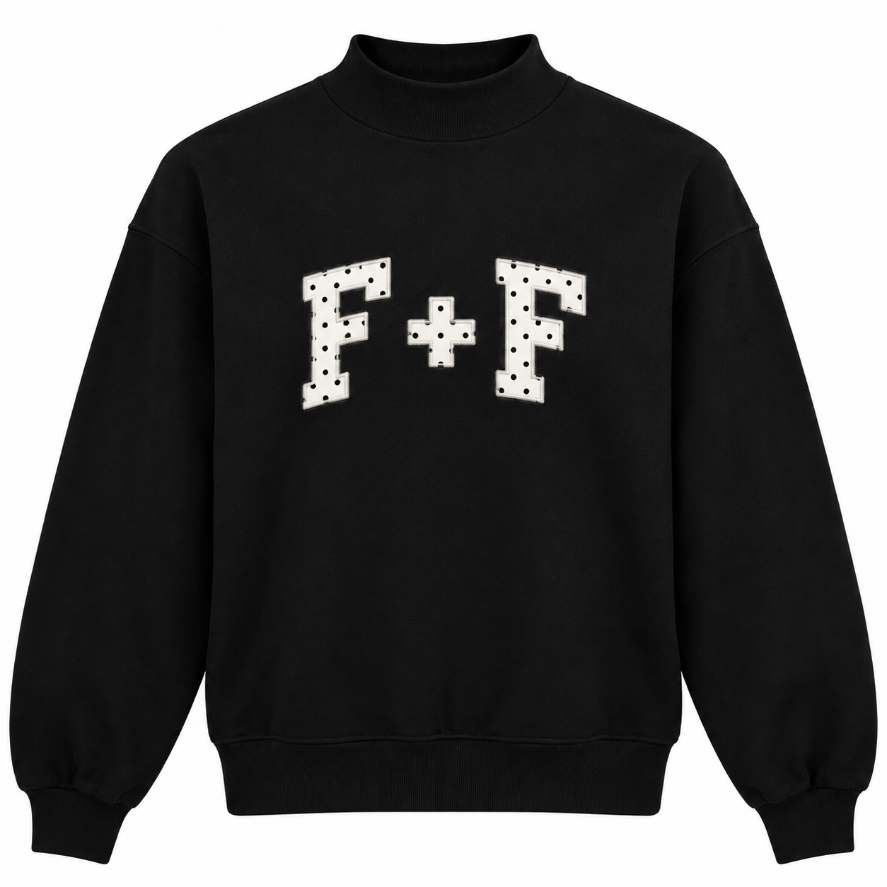 Polka Dot Embroidered Mock Neck Swearshirt - Pre-Order