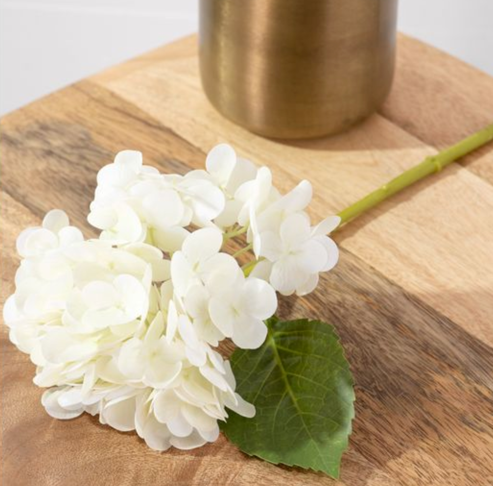 13" White Hydrangea Stem