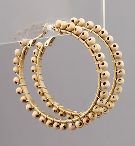 Wood Beaded Wrapped Hoops