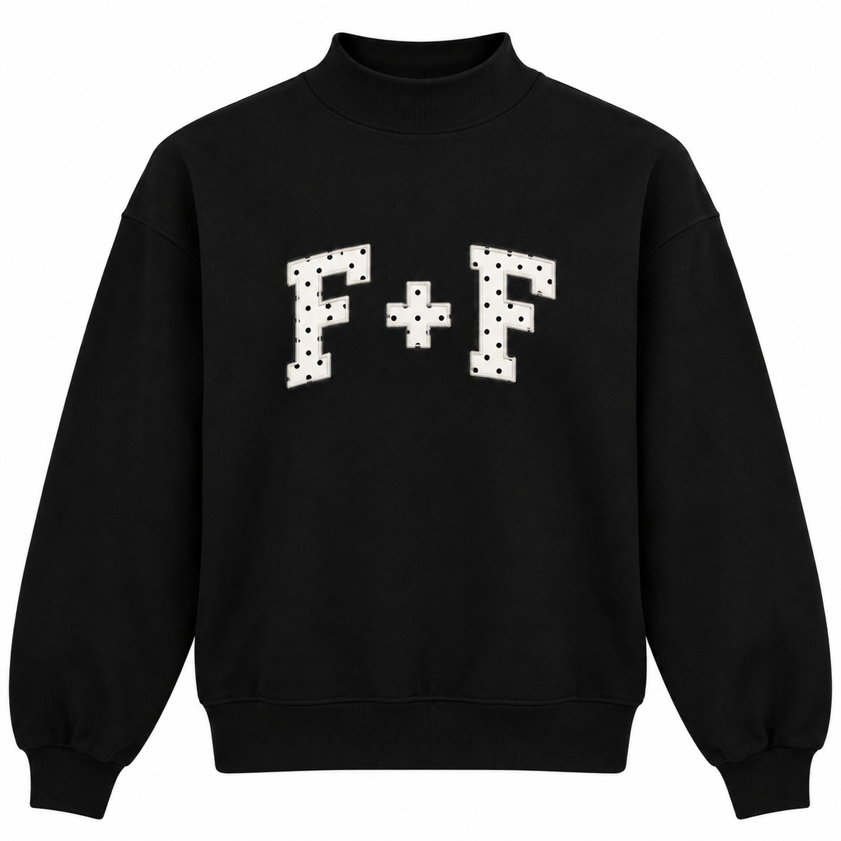 Polka Dot Embroidered Mock Neck Swearshirt - Pre-Order