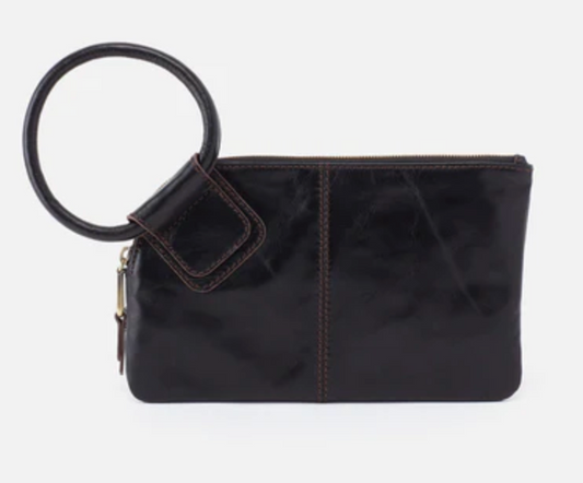Sable Wristlet in Polished Leather: Black